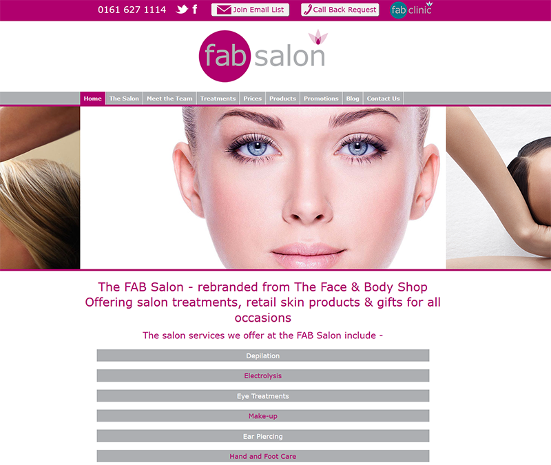 New Website for the FAB Salon – formerly the Face & Body Shop