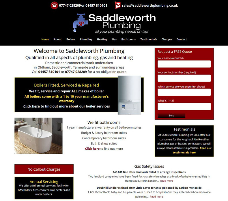 New Mobile Friendly Website for Saddleworth Plumbing