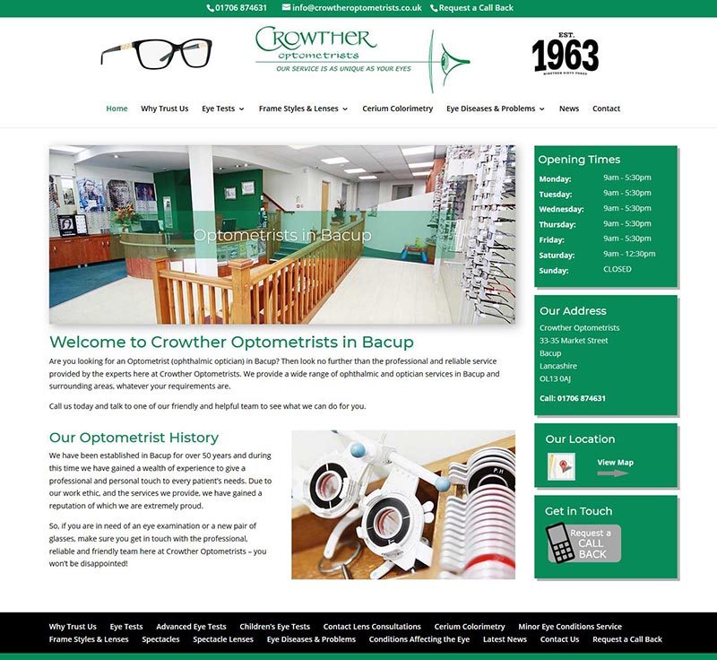 New Website Design For Bacup Opticians – Crowther Optometrists