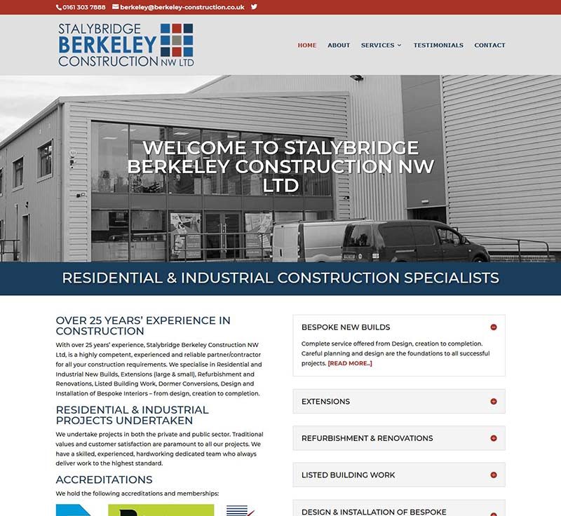 New Logo Design + Website Design for a Stalybridge Construction Company