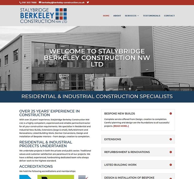 New Logo Design + Website Design for a Stalybridge Construction Company