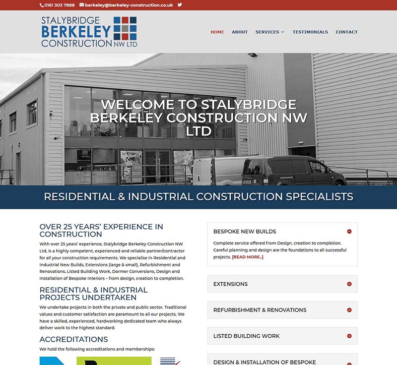 New Logo Design + Website Design for a Stalybridge Construction Company